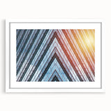 Extra large abstract art print featuring textured skyscraper designs in muted grays, framed and matted.