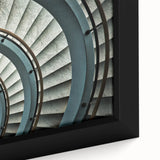 Extra large black wall art featuring a close-up of a textured, colorful staircase design on framed canvas.