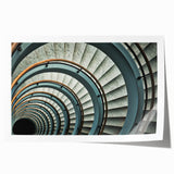 Art Deco style staircase in monochrome, rolled print, ideal for nursery wall art or dining room.