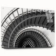 Acrylic print of a large abstract staircase design in monochrome, ideal for modern bedroom or dining room decor.