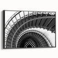 Black and white framed canvas featuring a spiral staircase design, ideal for bedroom wall art.