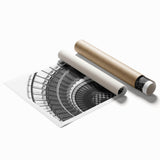 Extra large rolled print of a spiral staircase in muted gray tones, ideal for classy bathroom wall art.