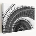 Spiral staircase design in monochrome on large stretched canvas, suitable for kitchen wall art.