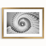 Extra large abstract art print featuring a textured staircase design in gold and black, framed with a mat.