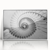 Art Deco style staircase design in black and white on a framed acrylic, suitable for modern nursery wall decor.