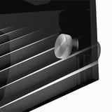 Mid-century modernist large abstract wall art depicting an architectural staircase in muted earth tones on acrylic glass.