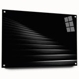 Acrylic print of a large abstract staircase design in monochrome, ideal for modern bedroom or dining room decor.