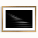 Extra large abstract art print of a textured staircase design in gold frame, ideal for living room decor.