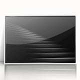 Art Deco poster featuring a spiral staircase design in black and white, framed acrylic, suitable for modern art wall decor.