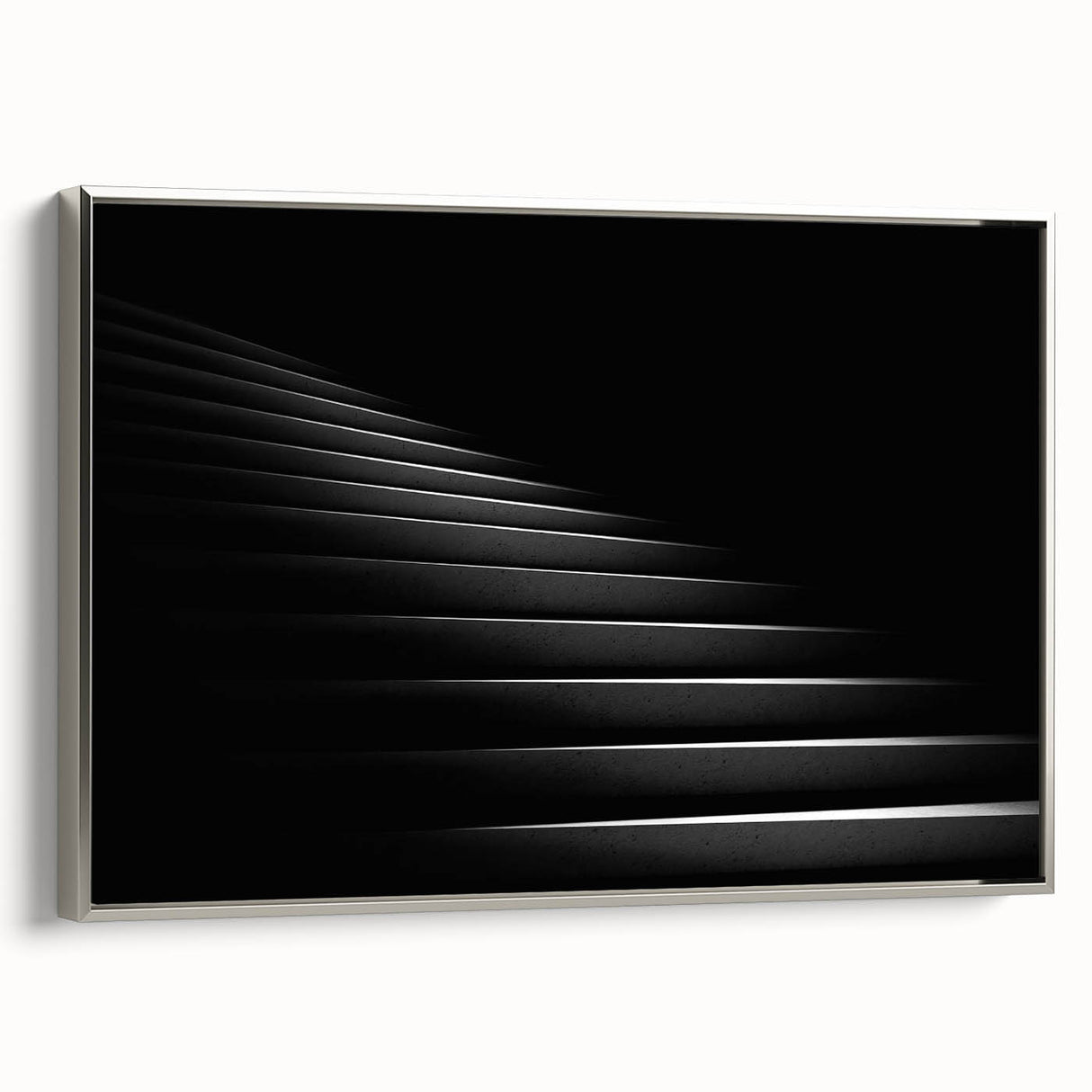 Framed canvas of a vintage-style staircase in grayscale, ideal for adding a classic touch to office spaces.