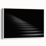 Framed canvas vintage poster art featuring a monochrome staircase design, ideal for living room decor.