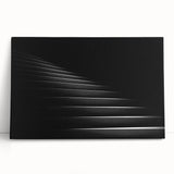Black and white photograph of a spiral staircase on stretched canvas, suitable as large kitchen wall art or for a bedroom.