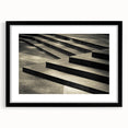 Extra large abstract art print featuring a colorful, textured depiction of an architectural staircase on a framed black mat.
