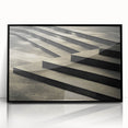 Large abstract wall art featuring a spiral staircase in black and white, acrylic print in a mid-century modernist style.