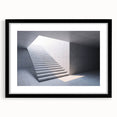 Extra large abstract art print on canvas featuring a colorful, textured depiction of an architectural staircase.