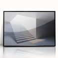 Large abstract wall art featuring a spiral staircase design in black and white, framed in acrylic.