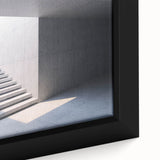 Extra large black wall art featuring a close-up of a textured, colorful staircase design on framed canvas.