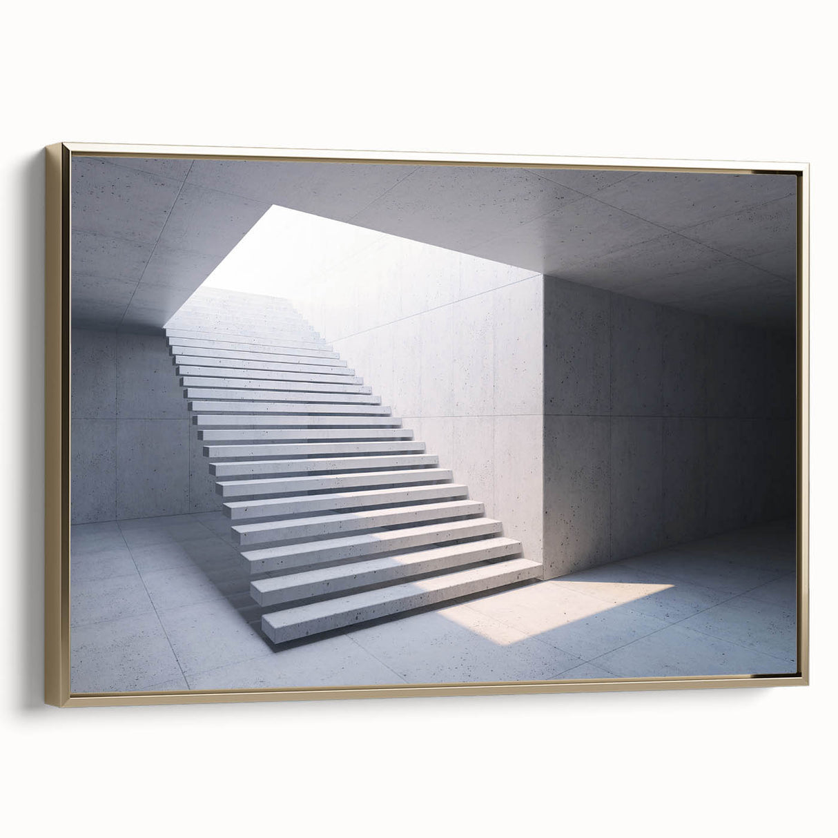 Spiral staircase in black and gold tones on framed canvas, ideal for modern bedroom ambiance.