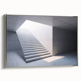 Framed canvas featuring a vintage-style black and white staircase design.