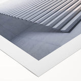 Art Deco poster of a spiral staircase in monochrome, printed on rolled canvas, suitable for dining room or bathroom walls.