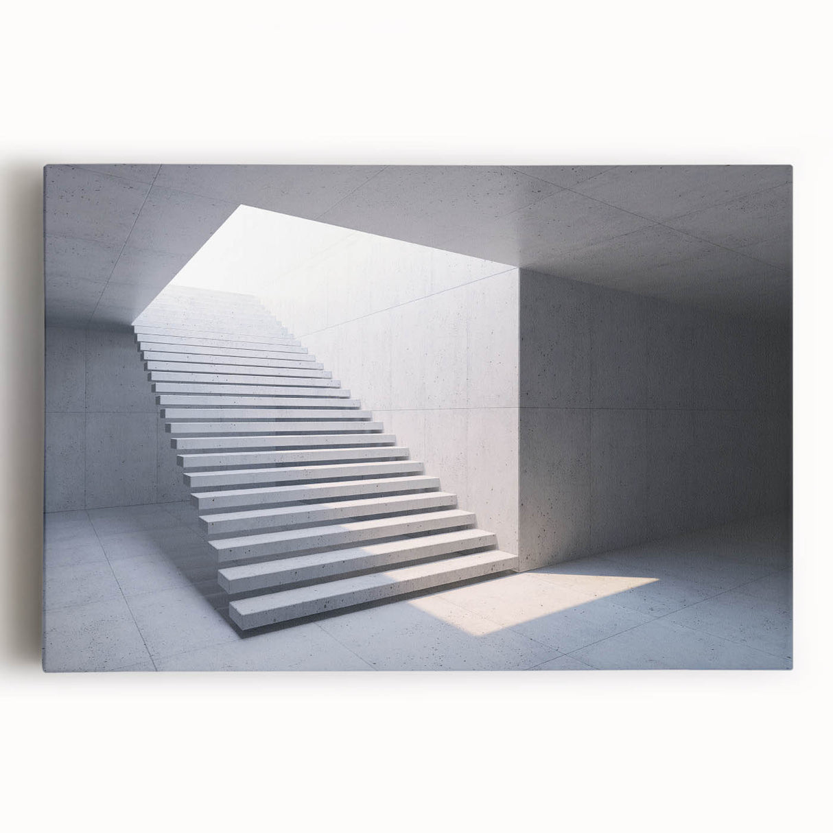 Black and white photograph of a spiral staircase on stretched canvas, suitable for kitchen wall art.