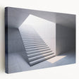 Spiral staircase design in black and white on a stretched canvas, suitable for kitchen wall art.