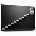 Acrylic print of a large abstract staircase design in monochrome, suitable for bedroom or dining room decor.