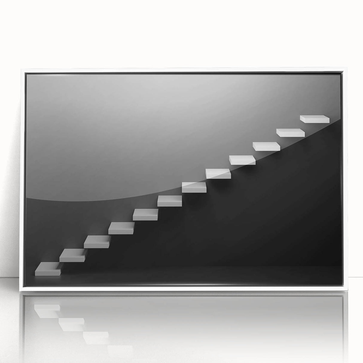 Art Deco poster featuring a spiral staircase in monochrome, framed acrylic, ideal for modern art wall decor.