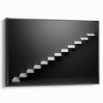 Black and white wall art featuring a spiral staircase design on framed canvas, suitable for bedroom decor.