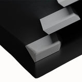 Close-up of a black and white photograph on stretched canvas featuring a spiral staircase, ideal for modern bedroom decor.