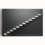 Black and white photograph of a spiral staircase on stretched canvas, suitable as large kitchen wall art.