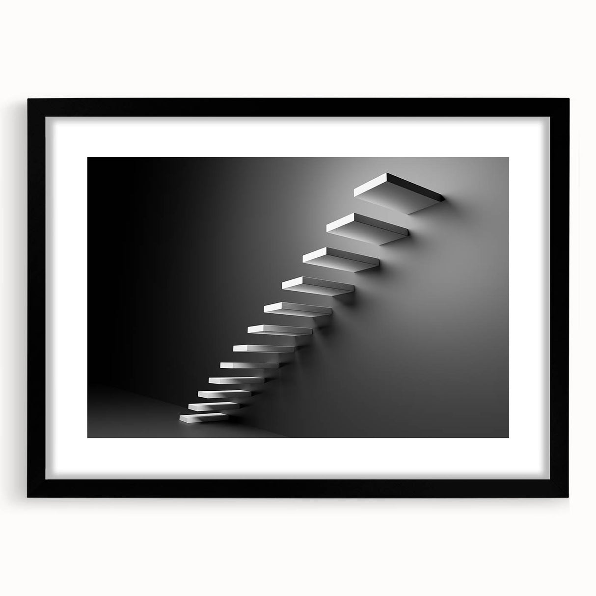 Abstract art print featuring a colorful, textured staircase design on a large canvas, ideal for living room decor.