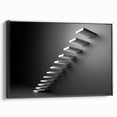 Black and white framed canvas of a vintage staircase design, ideal for bedroom wall art.