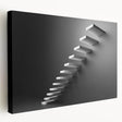 Spiral staircase design in monochrome on stretched canvas, suitable for modern kitchen wall art.