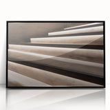 Large abstract wall art depicting a spiral staircase in black and white, framed acrylic, suitable for modern art wall decor.