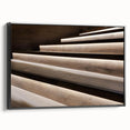 Black and white wall art featuring a side view of a vintage staircase design on framed canvas, ideal for bedroom decor.