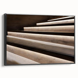 Black and white wall art featuring a side view of a vintage staircase design on framed canvas, ideal for bedroom decor.