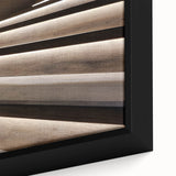 Extra large black wall art featuring a close-up of a colorful, textured staircase design on a framed canvas.