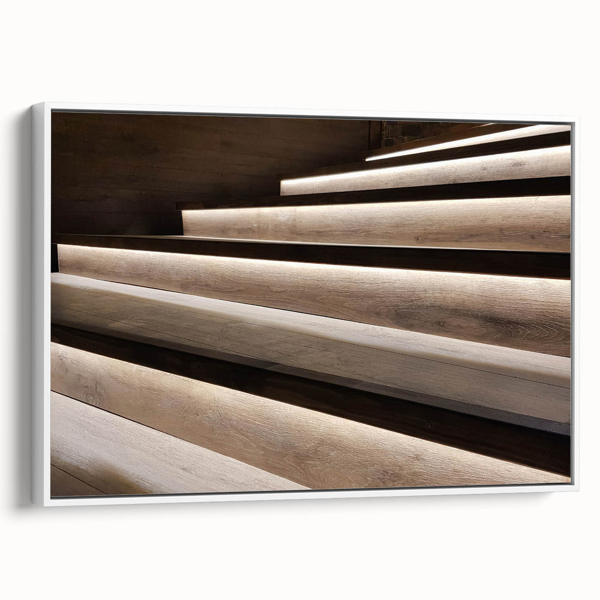 Vintage poster art of a spiral staircase in black and white on framed canvas, ideal for living room decor.