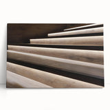 Black and white photo of a spiral staircase on stretched canvas, ideal for kitchen wall art or bedroom ambiance.