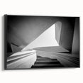 Black and white vintage poster art of a spiral staircase on framed canvas, ideal for bedroom wall decor.
