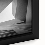 Close-up of a black wall art canvas featuring a colorful, textured staircase design, ideal for living room decor.