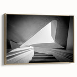 Framed canvas featuring a vintage poster-style black staircase design, ideal for modern bedroom ambiance.