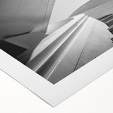 Art deco poster of a spiral staircase in monochrome shades, printed on rolled canvas, suitable for dining room walls.