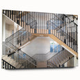 Acrylic print of a large abstract staircase design in neutral tones, suitable for bedroom or dining room decor.
