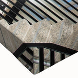 Black and white large art of a spiral staircase on stretched canvas, suitable for bedroom wall decor.