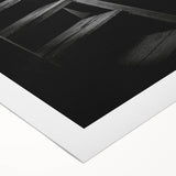 Art deco poster of a spiral staircase in monochrome shades on rolled canvas, suitable for dining room wall art.