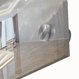 Mid-century modernist large abstract wall art of a spiral staircase in monochrome, acrylic print, ideal for dining room art.