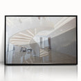 Large abstract wall art featuring a spiral staircase in black and white, acrylic print, ideal for modern art wall decor.
