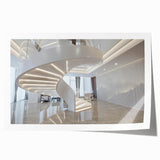 Spiral staircase design in muted gray tones on a large rolled canvas, suitable for art wall dining room.